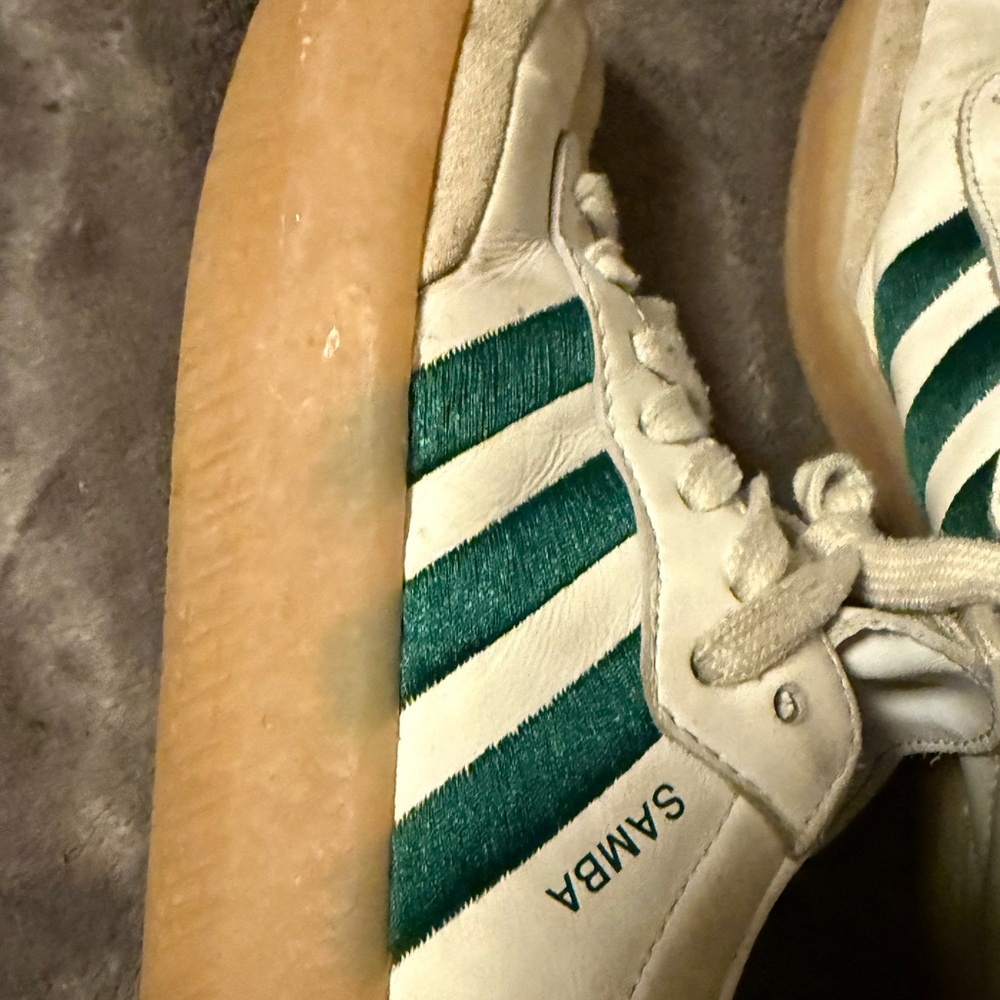 adidas Samba Platform Sneakers White with Dark Green and Gum Sole - Picture 10 of 12